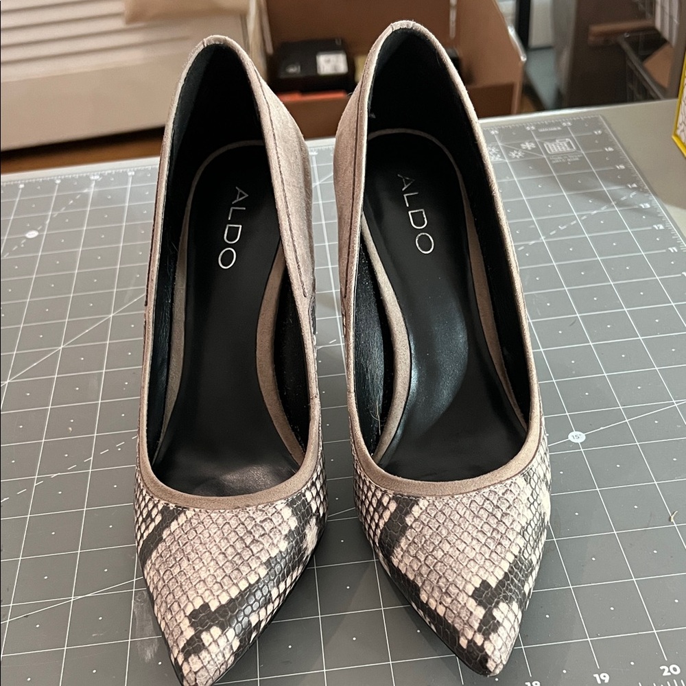 ALDO Snakeskin Heels - Black and Cream
